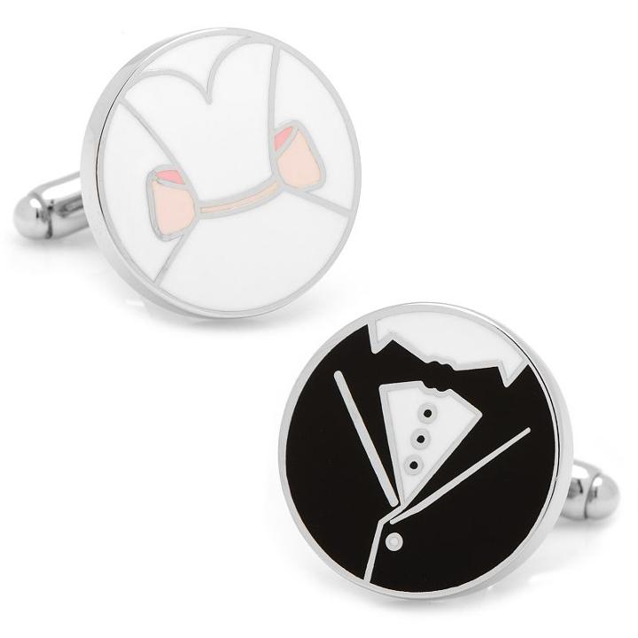 Bride & Groom Cuff Links, Men's, Black