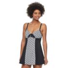 Women's A Shore Fit Hip Minimizer Colorblock Swimdress, Size: 10, Black