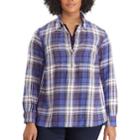 Plus Size Chaps Plaid Button-down Shirt, Women's, Size: 1xl, Blue