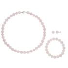 Sterling Silver Agate Bead Necklace Bracelet & Earring Set, Women's, Pink