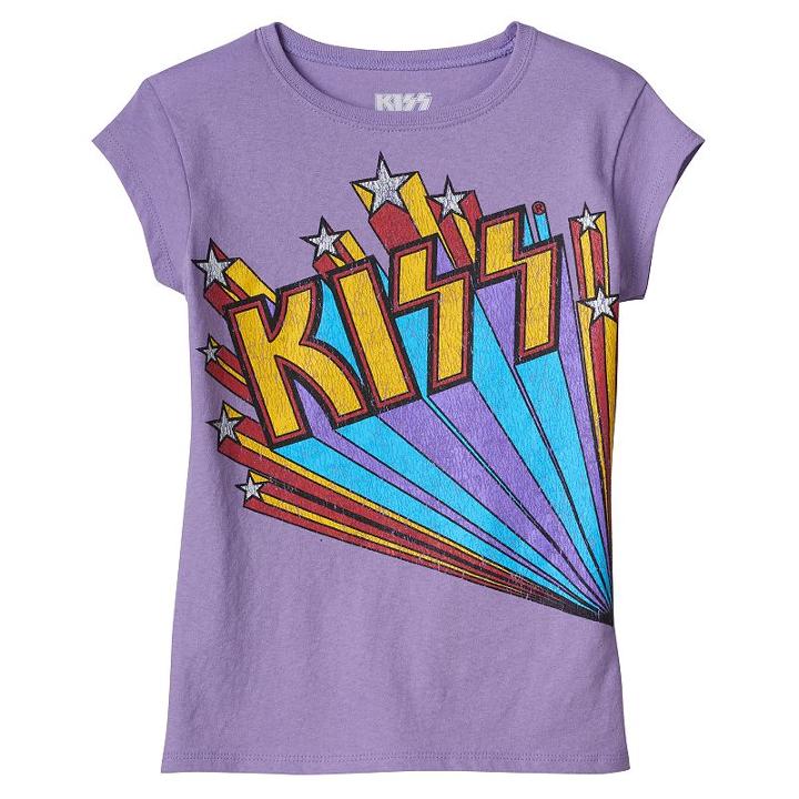 Girls 4-6x Kiss Graphic Tee, Girl's, Size: 6, Lt Purple
