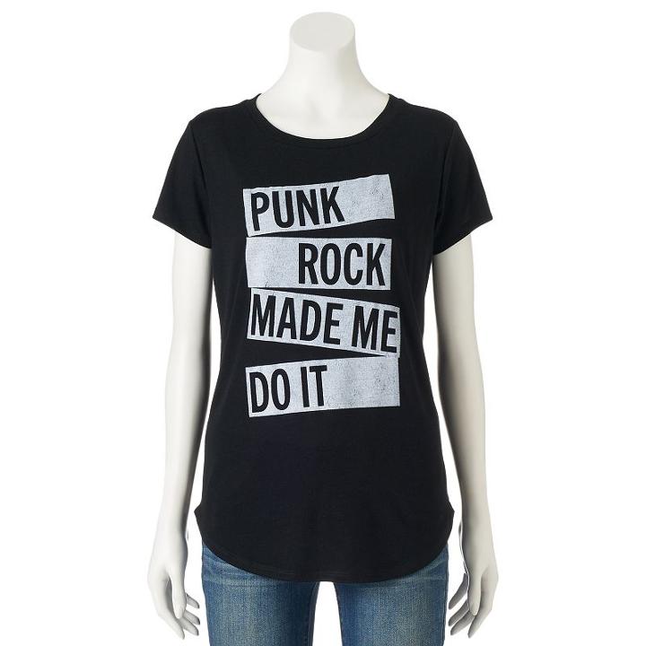 Juniors' The Print Shop Punk Rock Made Me Do It Graphic Tee, Girl's, Size: Small, Black