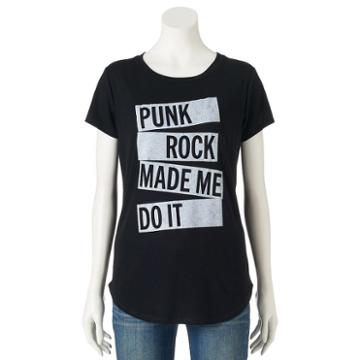 Juniors' The Print Shop Punk Rock Made Me Do It Graphic Tee, Girl's, Size: Small, Black