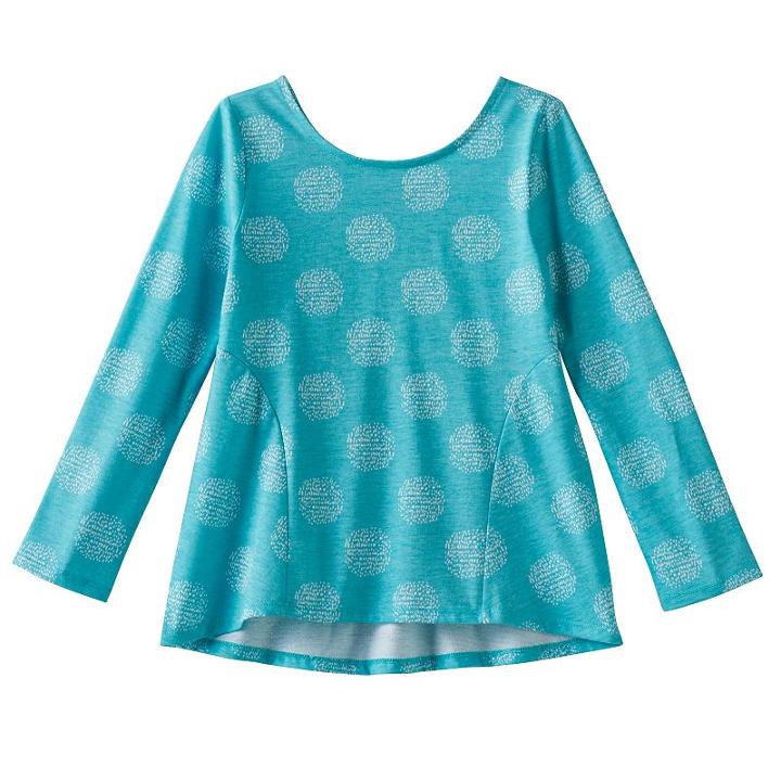 Girls 4-10 Jumping Beans&reg; Print Pieced Long-sleeve Tunic, Size: 7, Turquoise/blue (turq/aqua)