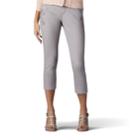 Women's Lee Arleigh Comfort Waist Embroidered Capris, Size: 18 Avg/reg, Light Grey