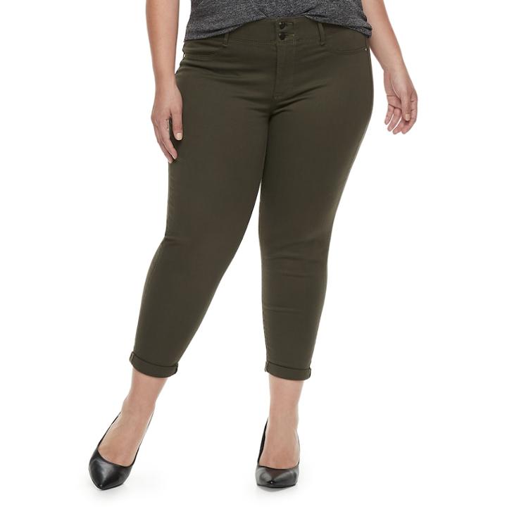 Plus Size Apt. 9&reg; Cuffed Denim Capris, Women's, Size: 24 W, Dark Green