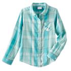 Girls 4-10 Jumping Beans&reg; Long Sleeve Sparkle Button-front Shirt, Size: 8, Turquoise/blue (turq/aqua)