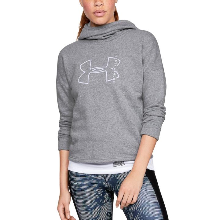 Women's Under Armour Rival Graphic Funnel-neck Hoodie, Size: Medium, Med Grey