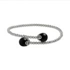 Sterling Silver Onyx Bead Cuff Bracelet, Women's, Black