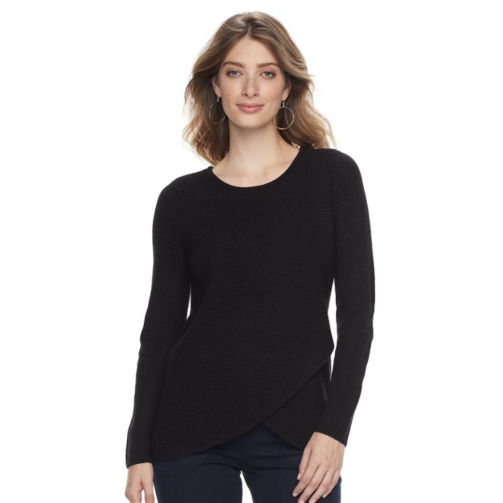 Women's Croft & Barrow&reg; Tulip Hem Sweater, Size: Xs, Black