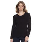 Women's Croft & Barrow&reg; Tulip Hem Sweater, Size: Xs, Black