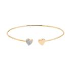 Sterling Silver 1/10 Carat T.w. Diamond Heart Cuff Bracelet, Women's, Size: 6.5, Yellow