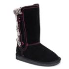 Muk Luks Stacy Girls' Knit Trim Boots, Size: 3, Black