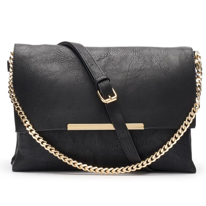 Dolce Girl Curb-chain Crossbody Clutch, Black