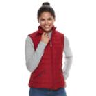 Women's Weathercast Geometric Quilted Faux-fur Lined Vest, Size: Xl, Red
