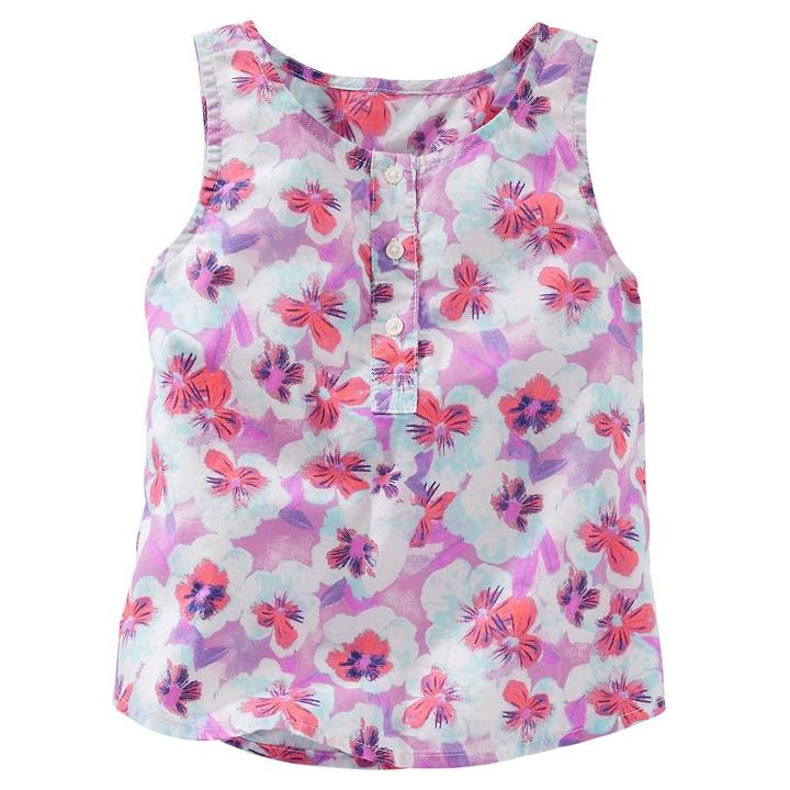 Girls 4-6x Oshkosh B'gosh&reg; Floral Henley Tank, Girl's, Size: 6x, Purple
