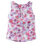 Girls 4-6x Oshkosh B'gosh&reg; Floral Henley Tank, Girl's, Size: 6x, Purple
