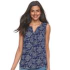 Women's Sonoma Goods For Life&trade; Printed Tank, Size: Large, Dark Blue