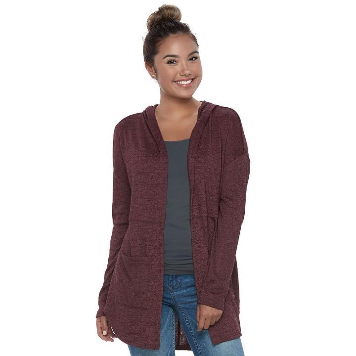 Juniors' Mudd&reg; Hooded Cardigan, Teens, Size: Small, Purple Oth