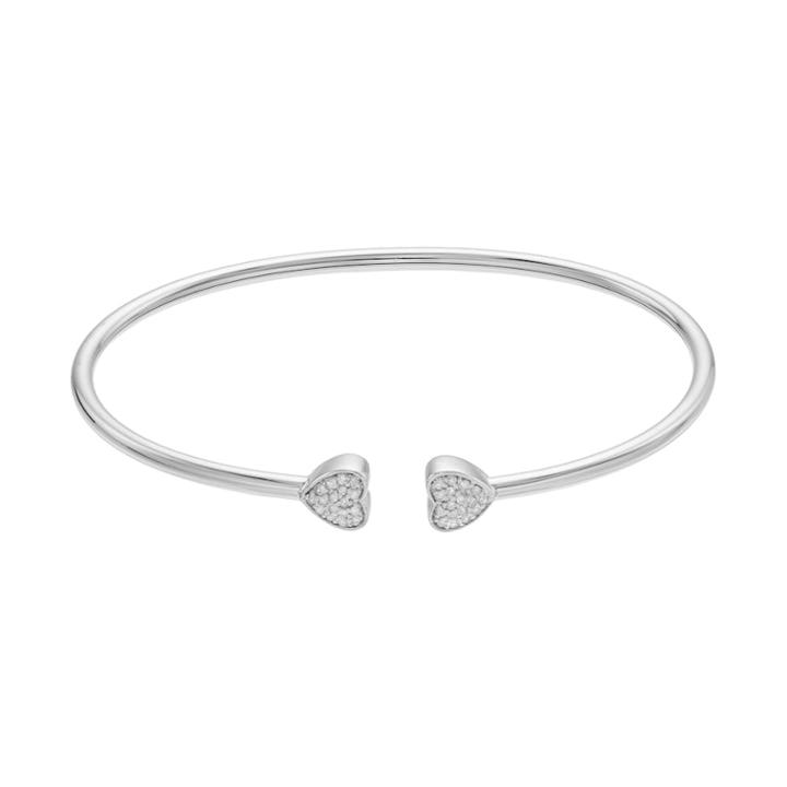 Sterling Silver 1/6 Carat T.w. Diamond Heart Bangle Bracelet, Women's, White