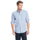 Men's Izod Essential Tattersal Button-down Shirt, Size: Small, Med Blue