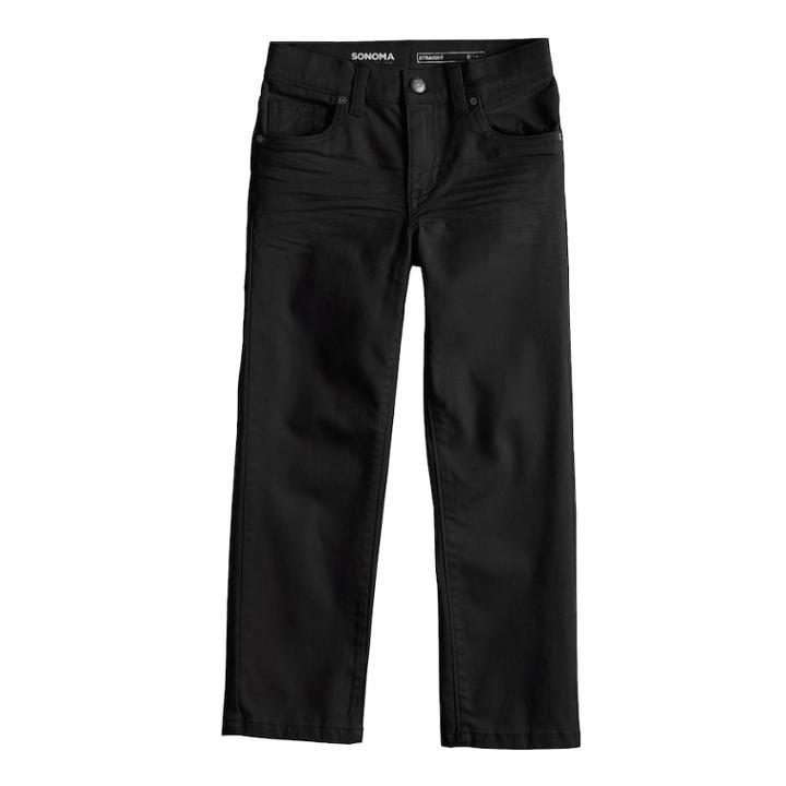 Boys 4-12 Sonoma Goods For Life&trade; Straight Comfy Waist Pants In Regular, Slim & Husky, Size: 8, Black
