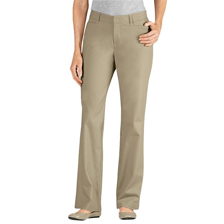 Dickies Curvy Fit Straight-leg Twill Pants - Women's, Size: 4 - Regular, Dark Beige