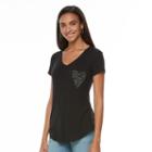 Apt. 9, Women's &reg; V-neck Graphic Tee, Size: Large, Black