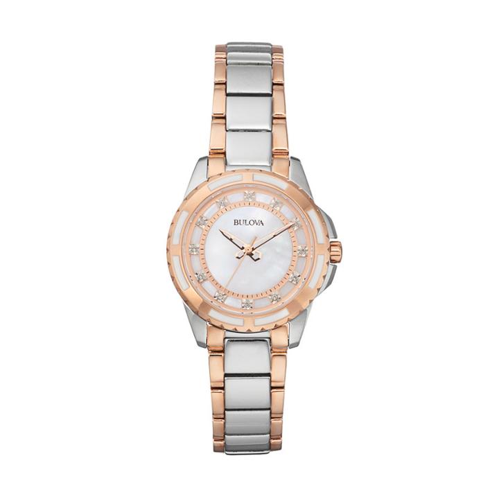 Bulova Women's Diamond Two Tone Stainless Steel Watch - 98p134, Size: Medium, Multicolor