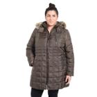 Plus Size Fleet Street Faux-down Quilted Jacket, Women's, Size: 3xl, Med Brown