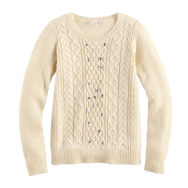 Girls 7-16 & Plus Size Pink Republic Embellished Cable Knit Sweater, Size: Medium, Natural