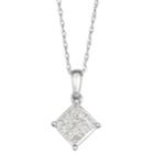 10k White Gold 1/5 Carat T.w. Diamond Square Pendant Necklace, Women's, Size: 18