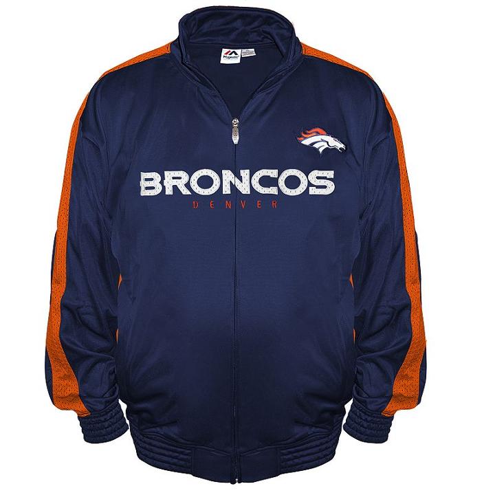 Big & Tall Majestic Denver Broncos Tricot Track Jacket, Men's, Size: M Tall, Blue (navy)