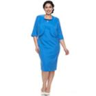 Plus Size Le Bos Beaded Dress & Jacket Set, Women's, Size: 24 W, Brt Blue
