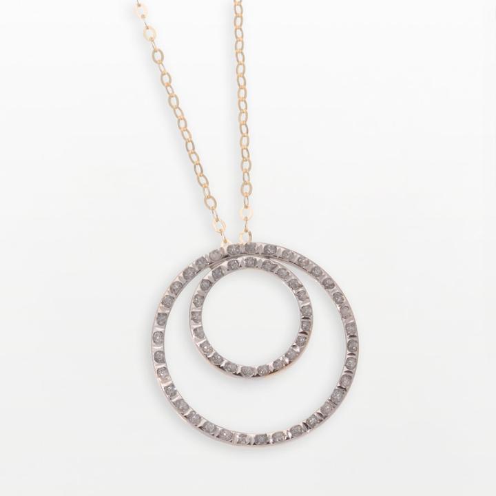 Diamond Fascination 14k Gold Double-circle Pendant, Women's, Size: 18, Yellow