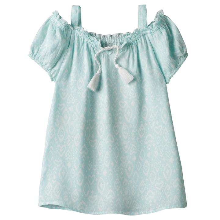 Girls 7-16 Mudd&reg; Tassel Patterned Off Shoulder Top, Size: 7-8, Med Blue