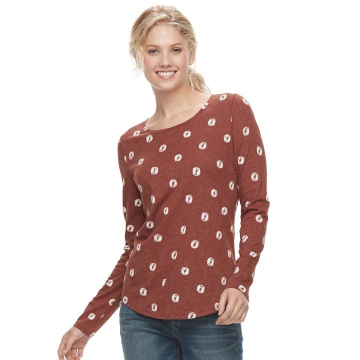Women's Sonoma Goods For Life&trade; Essential Crewneck Tee, Size: Small, Red/coppr (rust/coppr)