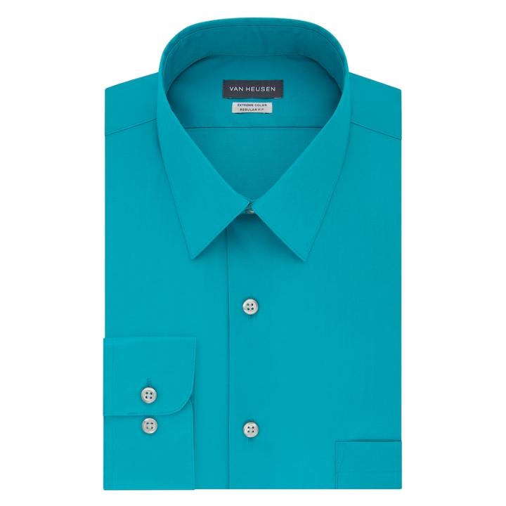 Men's Van Heusen Extreme Color Endurance Regular-fit Dress Shirt, Size: S 32-33, Turquoise/blue (turq/aqua)