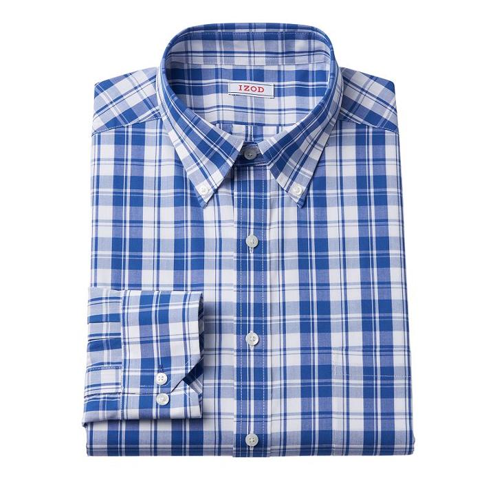 Men's Izod Regular-fit Plaid Stretch Dress Shirt - Men, Size: S 32-33, Brt Blue