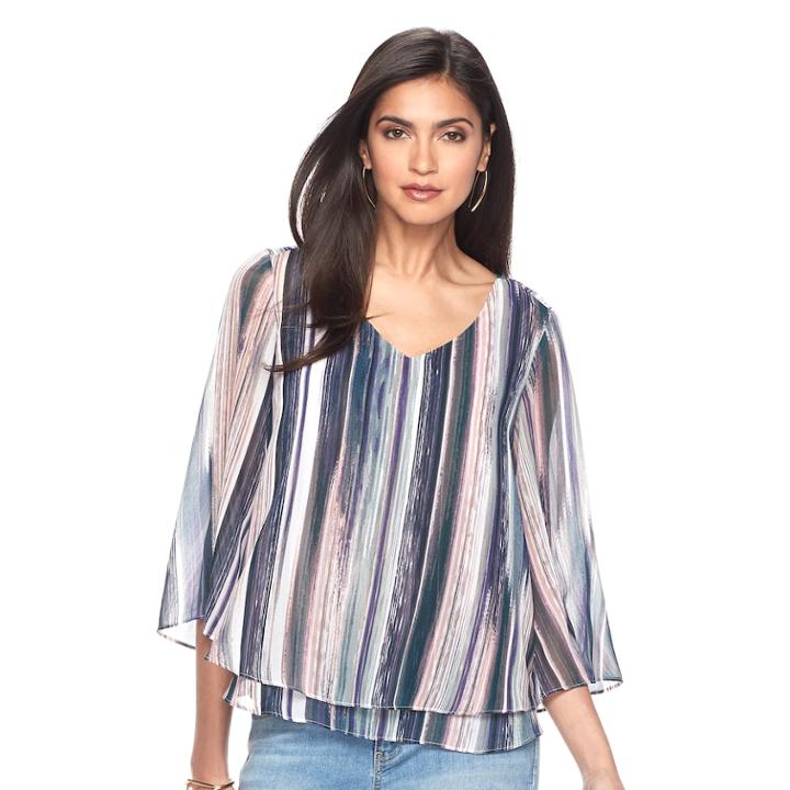 Women's Jennifer Lopez Patterned Chiffon Blouse, Size: Small, Green