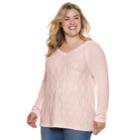 Plus Size Sonoma Goods For Life&trade; Trellis Cable-knit Sweater, Women's, Size: 3xl, Lt Orange