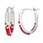 North Carolina State Wolfpack Crystal Sterling Silver Inside Out U-hoop Earrings, Women's, Red