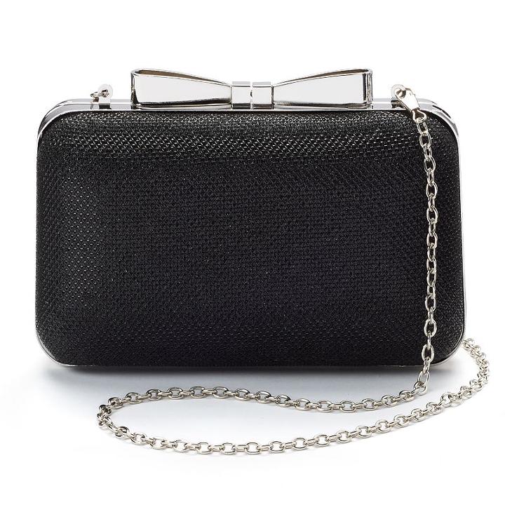 Lenore By La Regale Glitter Metallic Minaudiere Clutch, Women's, Black