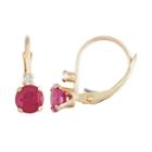 10k Gold Round-cut Lab-created Ruby & White Zircon Leverback Earrings, Women's, Red