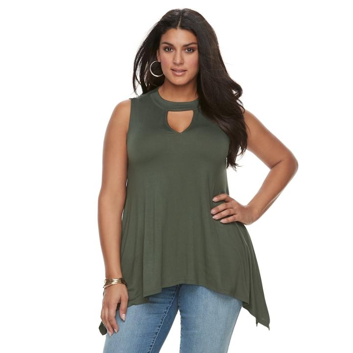 Plus Size Jennifer Lopez Cascade Tank, Women's, Size: 0x, Dark Green