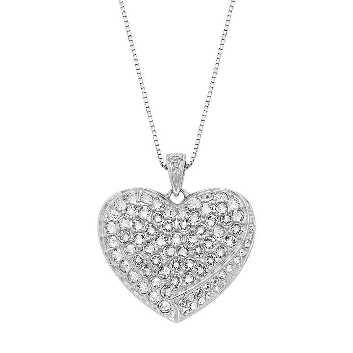 Diamond Splendor Sterling Silver Crystal Heart Pendant Necklace, Women's, Size: 18, White