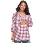 Maternity A:glow Plaid Flannel Tunic, Women's, Size: Xl-mat, Purple