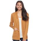 Juniors' So&reg; Rib Sleeve Open Front Cardigan, Teens, Size: Xs, Gold