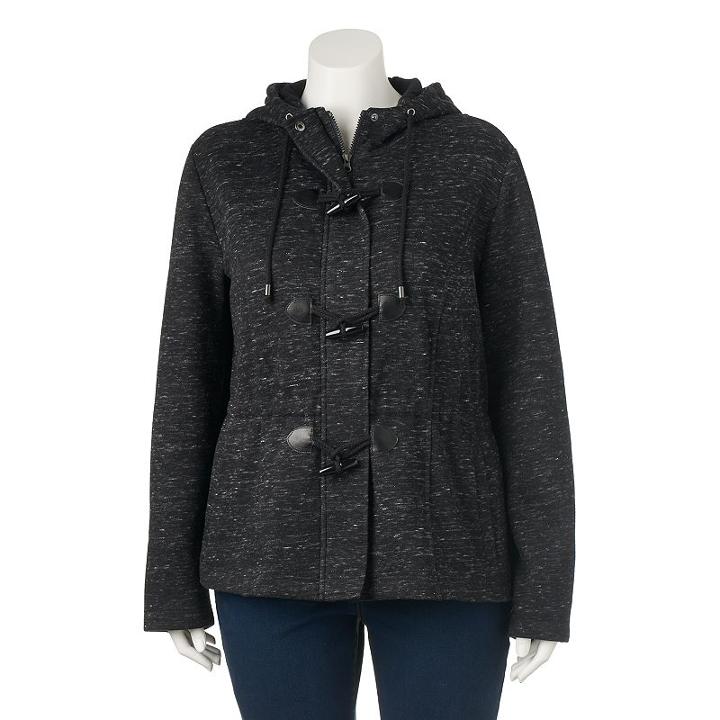 Juniors' Plus Size Sebby Marled Fleece Toggle Jacket, Girl's, Size: 3xl, Black