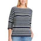 Women's Chaps Striped Crewneck Sweater, Size: Xl, Blue (navy)